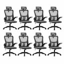 Ver imagem 1 de Kit com 8 Cadeiras de Escritório com Encosto Presidente Office Baltimore Preto Rivatti