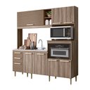 Ver imagem 1 de Armário Cozinha Compacta Mdf 7 Portas 3 Gavetas Balcão P/ Pia Espaço P/ Forno e Microondas Pés C/ Re
