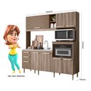Ver imagem 3 de Armário Cozinha Compacta Mdf 7 Portas 3 Gavetas Balcão P/ Pia Espaço P/ Forno e Microondas Pés C/ Re