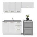 Ver imagem 2 de Cozinha Amara 3 Peças 200x224,5cm Armários Aéreos Balcão com Rodapé Branco 250081