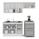 Ver imagem 4 de Cozinha Amara 3 Peças 200x224,5cm Armários Aéreos Balcão com Rodapé Branco 250081