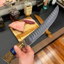 Ver imagem 4 de Faca Turca 10' Artesanal 3mm Matrizada Churrasco Aço Inox Cabo Madeira Resina