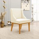 Ver imagem 2 de Kit 6 Cadeiras Decorativas Sala de Jantar Base Fixa de Madeira Firenze Veludo Bege/castanho