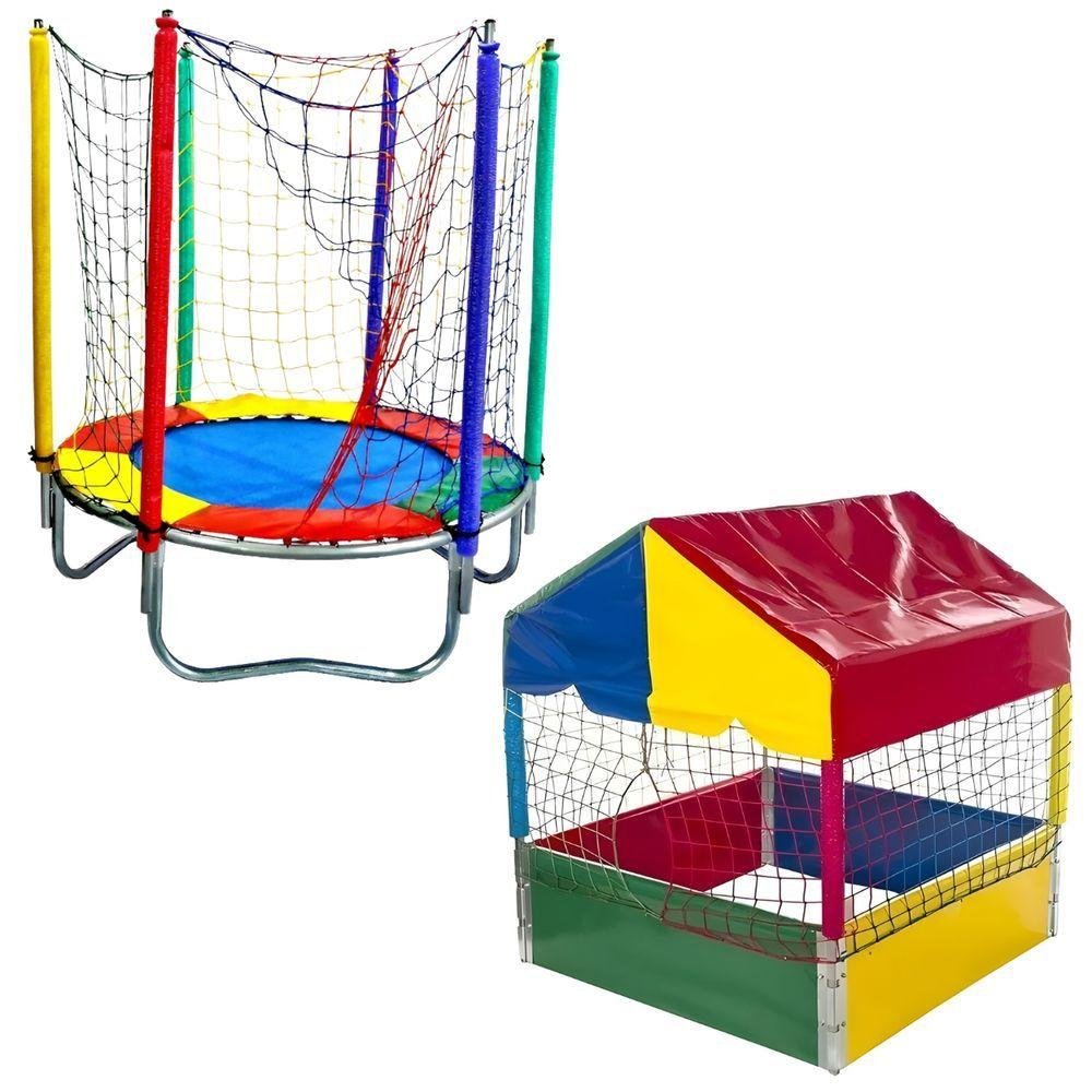 Kit Infantil Cama Elástica Pula Pula 1,40m Pequena + Piscina de Bolinhas 1,00m Playground - 1