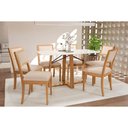 Ver imagem 1 de Mesa Cozinha Elma Premium Madeira Maciça C/ Tampo Madeirado C/ Vidro 170x90cm e 6 Cadeiras Alice