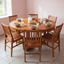Ver imagem 2 de Conjunto Mesa Redonda Jantar 1,6 m com 6 Cadeiras Maciça Madri Madeira Maciça