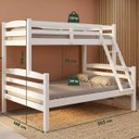 Ver imagem 2 de Cama Beliche Casal Solteiro Madeira Pinus Alta Resistência:Branco