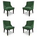 Ver imagem 1 de Kit 4 Cadeiras Decorativas Sala de Jantar Base Fixa de Madeira Firenze Veludo Verde/preto G19