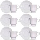 Ver imagem 1 de Jogo 6 Xícaras com Pires de Porcelana Branca 80ml para Chá Café Expresso Germer Capri