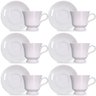 Jogo 6 Xícaras com Pires de Porcelana Branca 80ml para Chá Café Expresso Germer Capri - 1
