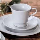 Ver imagem 5 de Jogo 6 Xícaras com Pires de Porcelana Branca 80ml para Chá Café Expresso Germer Capri