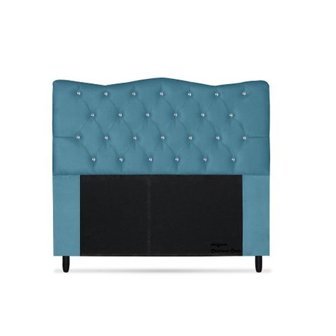 Cabeceira Dunas Solteirão Viúva 120cm com Strass Suede: Azul Turquesa