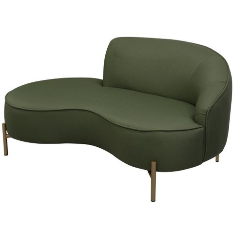 Sofá Curvo 3 Lugares 180cm Braço Esq. Thommy Pés Ouro Linho Verde - Nexta Casa