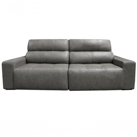 Sofá Retrátil e Reclinável de Couro Atami 2,50 M Cement Grey - Mempra Design