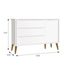 Ver imagem 4 de Dormitório Infantil Theo Retrô 3 Portas, Cômoda 1 Porta e Berço Branco com Pés Amadeirado - Reller M