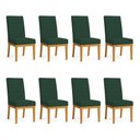 Ver imagem 1 de Kit 8 Cadeiras de Jantar Solana Suede Base de Madeira - Pallazio Cor Verde