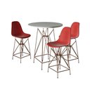 Ver imagem 1 de Jogo Mesa Bistrô Eames Branca 60Cm 3 Banquetas Vermelha Base Ferro Cobre - Cor: Branco