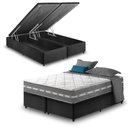 Ver imagem 1 de Cama Box com Baú Queen Preto + Colchão Molas Ensacadas Miami 158x198x64cm