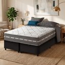 Ver imagem 2 de Cama Box Baú Queen Bipartido Preto + Colchão Molas Ensacadas Zidi Miami 158x198x64cm