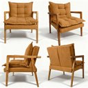 Ver imagem 4 de Poltrona em Madeira Maciça Confortável Sala Design Elegante Estofado Boucle Estilo Sofisticado