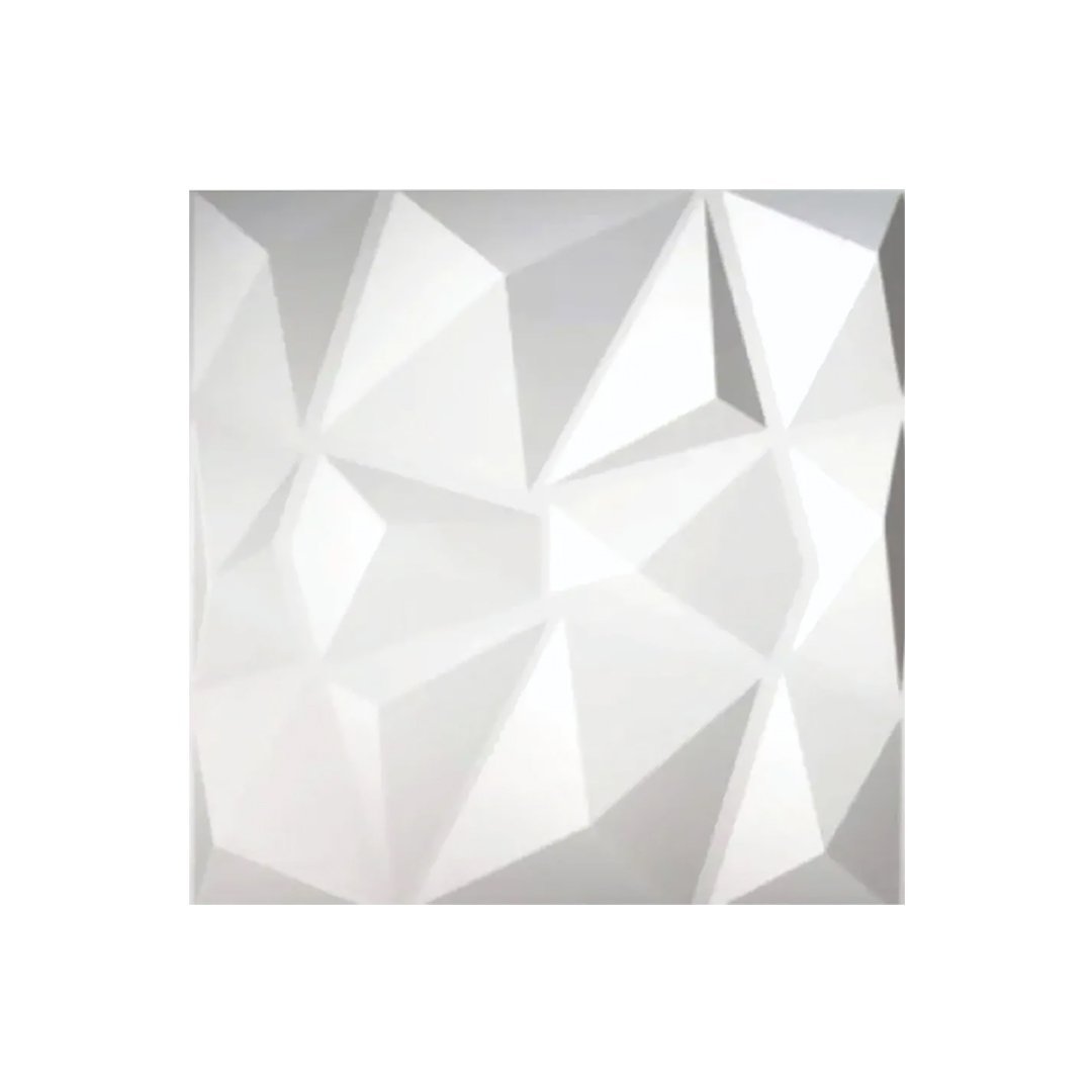 Painel Decorativo 3d Diamante 50x50x2cm Branco Kit com 8 Peças Mebuki - 1