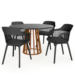 Conjunto Mesa de Jantar Redonda Talia Amadeirada Preta 120cm com 4 Cadeiras Marcela - Preto - 1