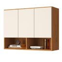 Ver imagem 1 de Armario Aéreo Organizador Multiuso Quarto Sala Bela 3 Portas:Nature/Off White