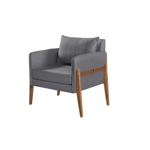 Poltrona Decorativa Madri linho cinza escuro