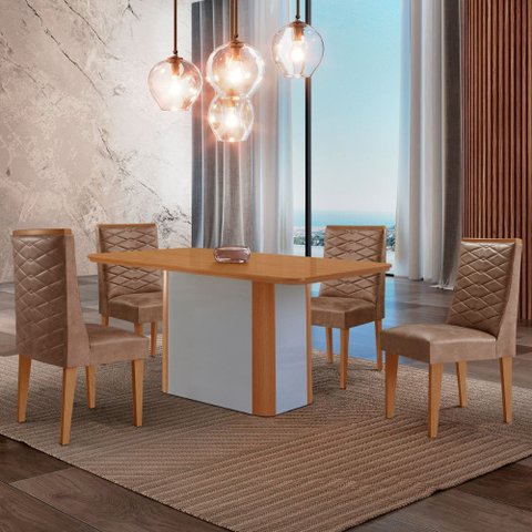 Mesa de Jantar Isadora 120cm Tampo Mdf Laminado com 4 Cadeiras Safira