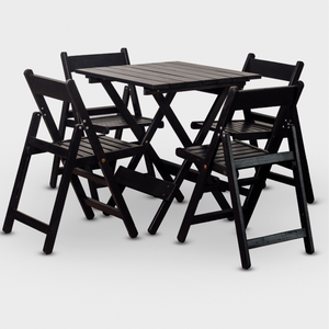 Conjunto Dobrável de Mesa 70x70 e 04 Cadeiras Cor Preta