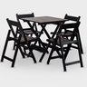 Conjunto Dobrável de Mesa 70x70 e 04 Cadeiras Cor Preta - 1