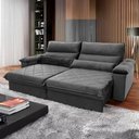 Ver imagem 1 de Sofá Retrátil Reclinável Grécia 2,10m Suede Velut Cinza Molas no Assento - King House
