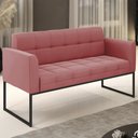 Ver imagem 2 de Sofá Namoradeira Base Industrial Preto Ana Suede Rosê - Ibiza