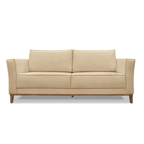 Sofá 3 Lugares Base de Madeira Grace 210 Cm Linho S04 - D'Rossi Cor Dourado