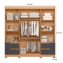 Ver imagem 2 de Guarda Roupa Solteiro Vivacce 04 Portas com Espelho e Cômoda Unno Freijo Titanium - Móveis Albatroz
