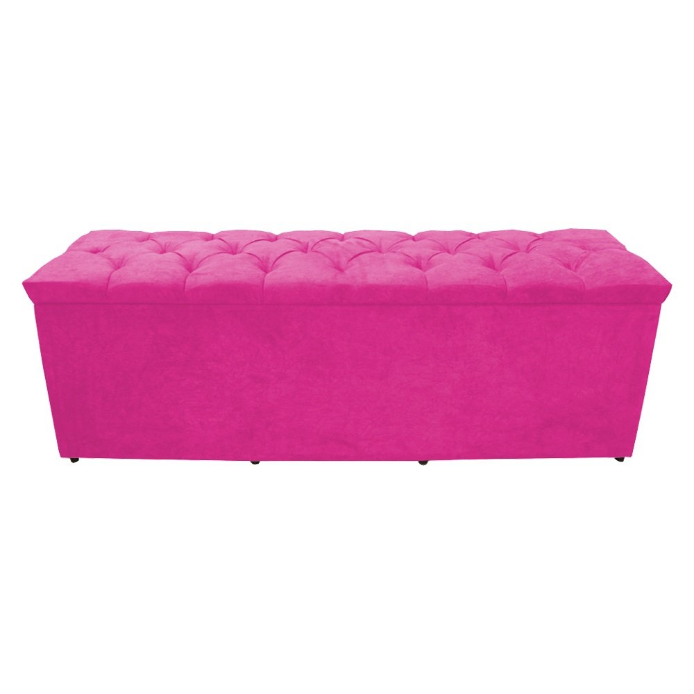 Recamier Calçadeira Baú Decorativa Estrela 90 Cm Rosa Pink Dimazza Móveis - Rosa Pink