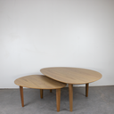 Ver imagem 4 de Kit 2 Peças com Mesa de Centro Maior e Menor MDF Pés em Madeira Maciça Brisa Marrom