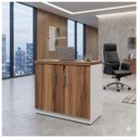 Ver imagem 1 de Armário Baixo com 02 Portas – 0,80×0,74×0,45m Nogal Sevilha/Branco – 34311
