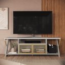 Ver imagem 1 de Rack para Tv 60 Polegadas Industrial Gamer com Rgb 2 Portas Arenas/dourado