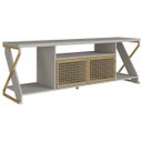 Ver imagem 4 de Rack para Tv 60 Polegadas Industrial Gamer com Rgb 2 Portas Arenas/dourado