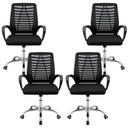 Ver imagem 1 de Kit 4 Cadeiras Escritório Ergonômicas E-1078 com Sistema Relax Preto