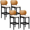 Ver imagem 1 de Kit 4 Banquetas Alta Bar Cozinha Jantar Betta L02 Preto Couríssimo Whisky Linho Cru - Lyam Decor