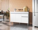 Ver imagem 3 de Multiuso Gabinete Balcão Tatiane 120cm 3 Portas e 1 Gaveta S/tampo - Ajl Móveis Balcão Gabinete para