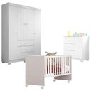 Ver imagem 1 de Quarto de Bebê Duda 4 Portas com Berço Nacional Doce Sonho 3540 Branco Brilho – Phoenix Baby