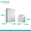 Ver imagem 3 de Quarto de Bebê Duda 4 Portas com Berço Nacional Doce Sonho 3540 Branco Brilho – Phoenix Baby