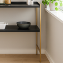 Ver imagem 2 de Aparador Estante Multiuso para Cozinha 2 Prateleiras Londres Pé de Ferro - Jm3 Móveis:preto/dourado
