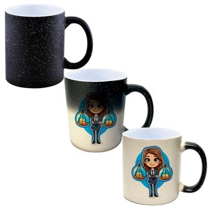 Caneca Mágica Glitter Muda de Cor Y2 Mulher Advogada Desenho
