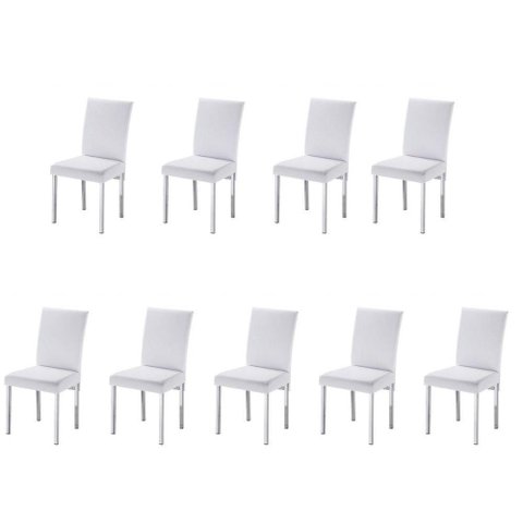 Kit 9 Cadeira para Sala de Jantar-assento Sintético Branco