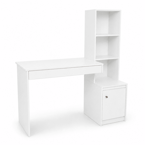 Escrivaninha com 3 Prateleiras 1 Gaveta 1 Porta Ágata Home Office - Branco