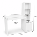Ver imagem 7 de Escrivaninha com 3 Prateleiras 1 Gaveta 1 Porta Ágata Home Office - Branco